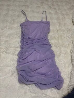 SHEIN Lavender Ruched Spaghetti Strap Mini Dress